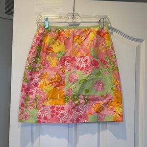 Lilly Pulitzer Pink and Yellow Mini Pencil Skirt